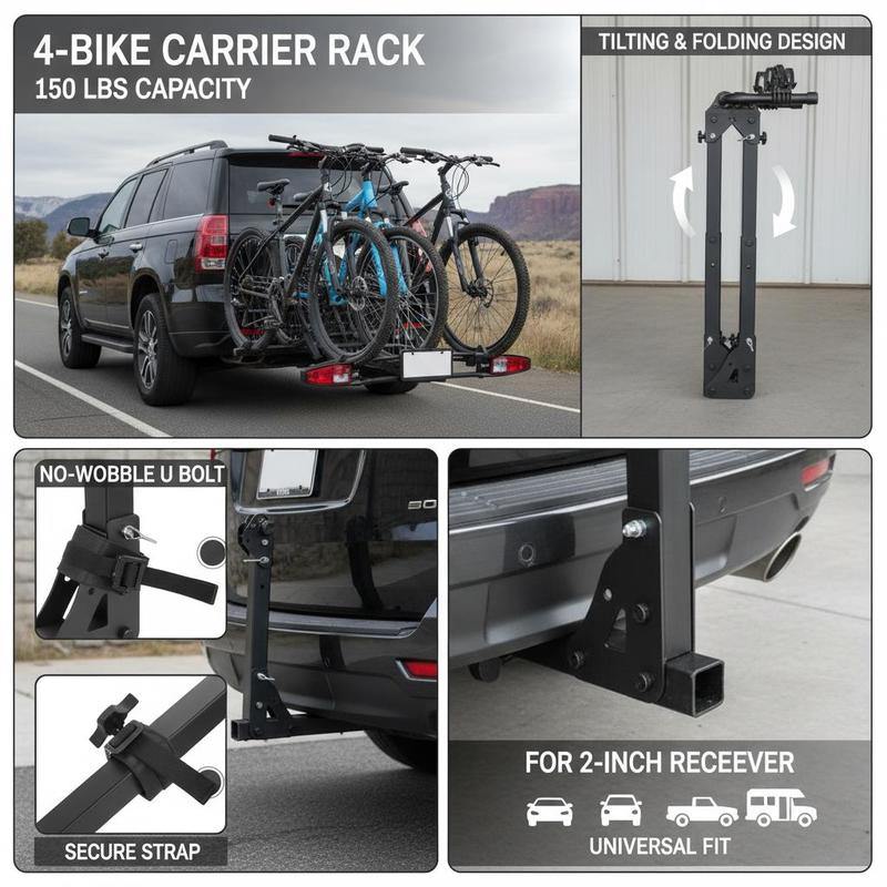 Vehicle Bicycle Carrier 4-Bike - Outdoor Adventure Rv reseña y precio